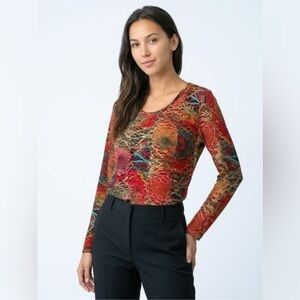 RADZOLI ABSTRACT MULTICOLOR LONG SLEEVE BLOUSE, NEW WITH TAGS, XL